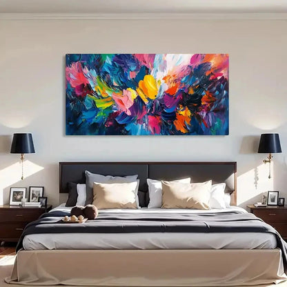 Vibrant Abstract Expressionism Wall Art Canvas Office Home Room Framed 120x60cm - Bella Home Decor
