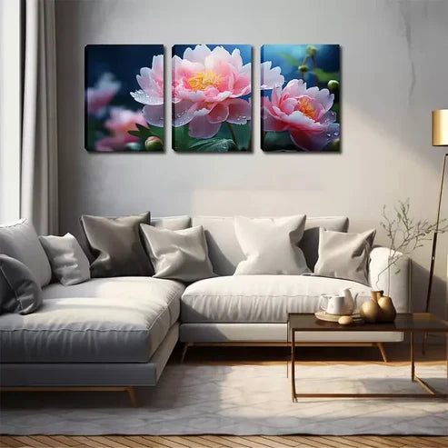 3pcs Pink Flower Wall Art Canvas Unframed - High Quality Print 100% Australian Made Wall Canvas