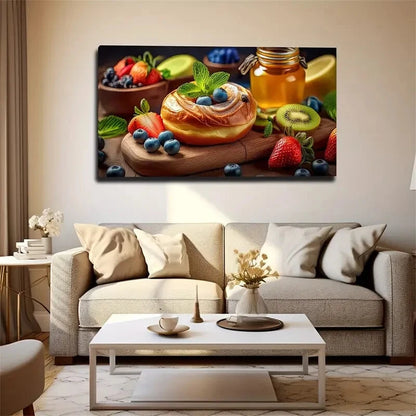 Vibrant Fruits Berries Design Wall Art Canvas Office Home Room Framed 120x60cm - Bella Home Decor