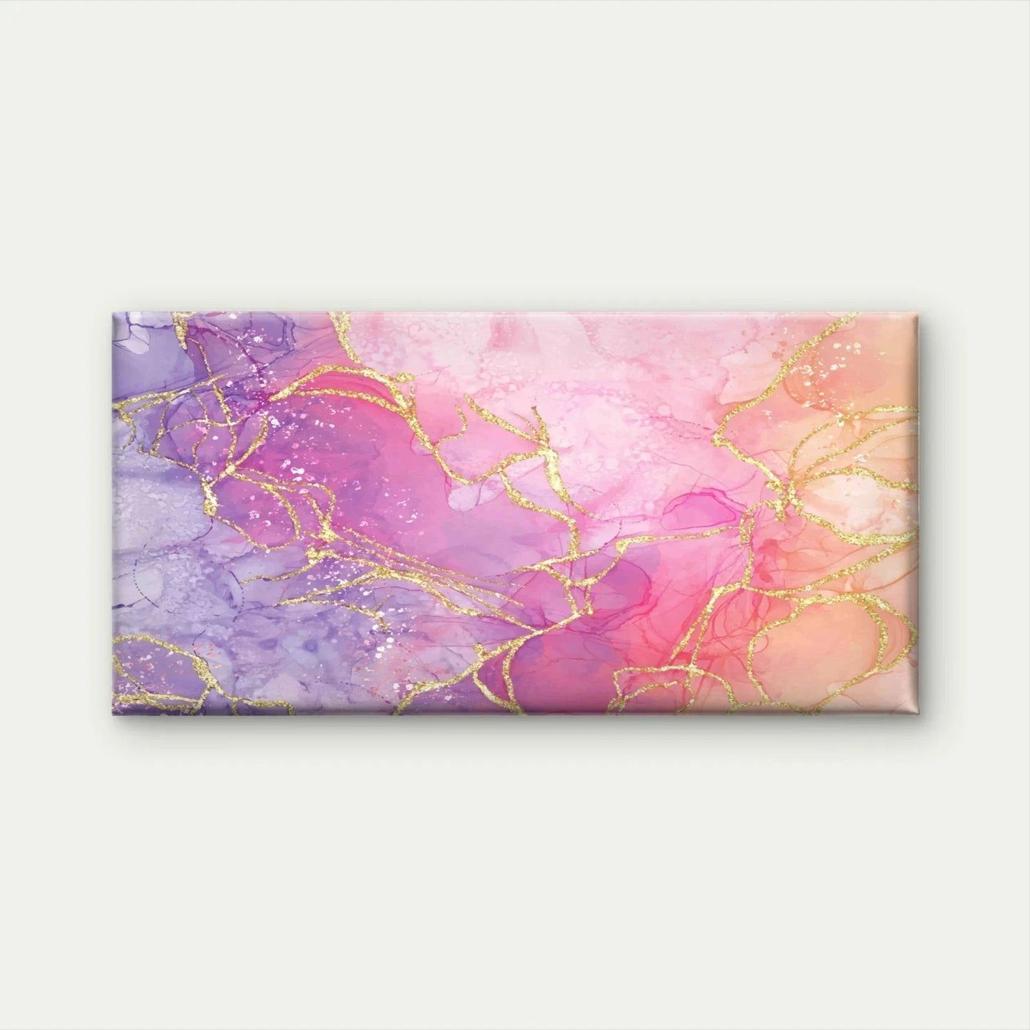 Pink And Gold Shiny Marble Wall Art Canvas Office Home Room Framed 120x60cm