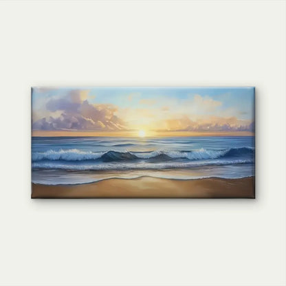Sunset Beach Wave Sky Wall Art Canvas Office Home Room Framed 120x60cm