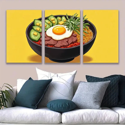 3pcs Fried Food And Rice Art Wall Art Set Canvas Framed 40x60cm - High Quality Print 100% Australian Made Wall Canvas Ready to Hang - Bella Home Decor