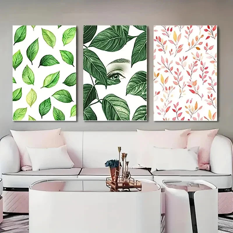 3pcs Botanical Aesthetics Green BAG  Wall Art Set Canvas Framed 50x70cm - High Quality Print 100% Australian Made Wall Canvas Ready to Hang - Bella Home Decor