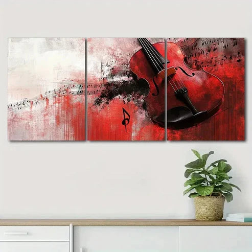 3pcs Guitar Red Dark Colorful Décor Perfect Wall Art Set Canvas Unframed - High Quality Print 100% Australian Made Wall Canvas
