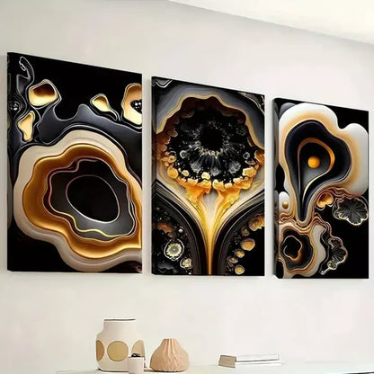 3pcs Featuring Stylish Luxury Abstract Golden Wall Art Canvas Unframed - High Quality Print 100% Australian Made Wall Canvas