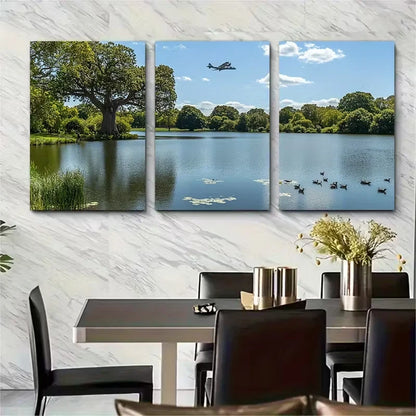 3pcs Ravenscourt Plane & Baobab Tree Metal Print Ready to Hang Art
