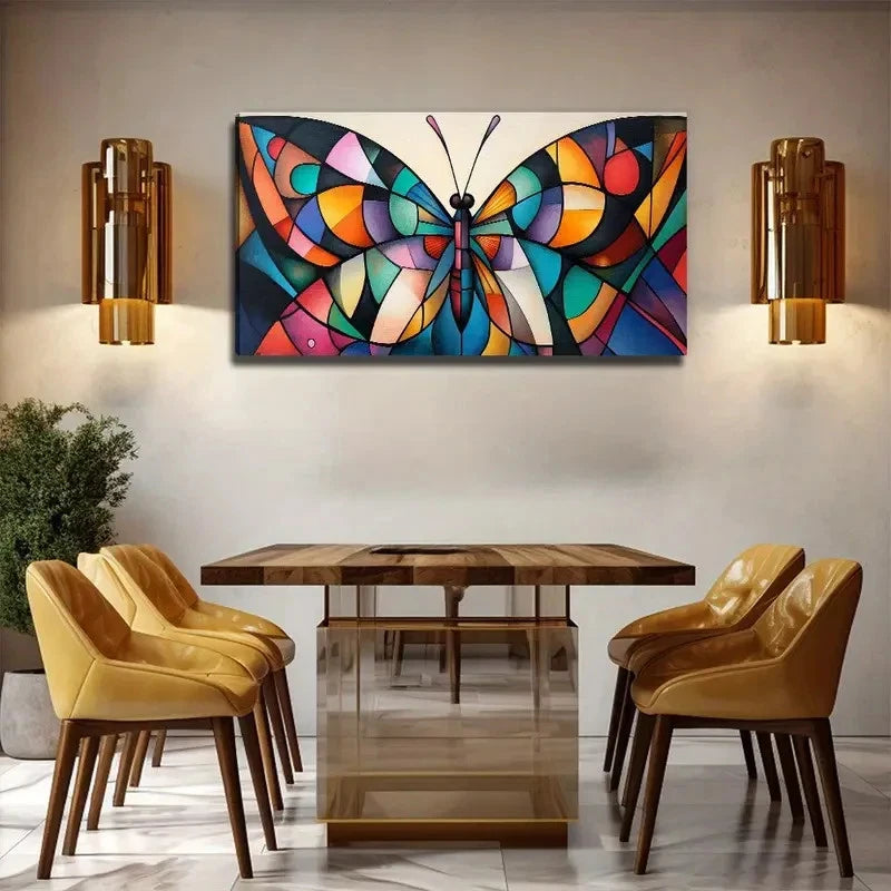 Colorful Butterfly Measuring Wall Art Canvas Office Home Room Framed 120x60cm
