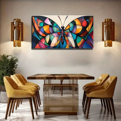 Colorful Butterfly Measuring Wall Art Canvas Office Home Room Framed 120x60cm
