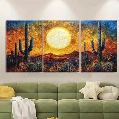3pcs Sunset Modern Handmade v   Wall Art Set Canvas Framed 40x60cm - High Quality Print 100% Australian Made Wall Canvas Ready to Hang