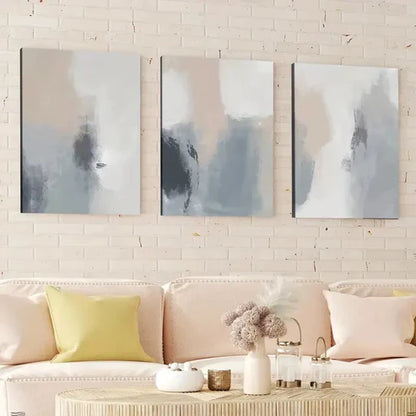 3pcs Abstract Nordic Style Neutral Modern Gray Wall Art Canvas Unframed - High Quality Print 100% Australian Made Wall Canvas - Bella Home Decor