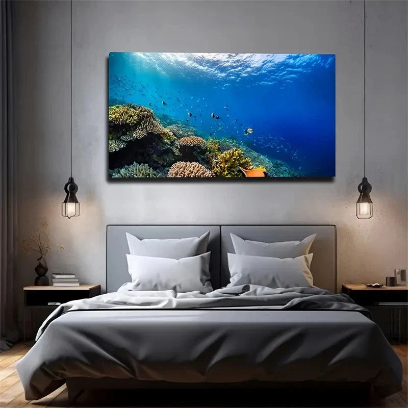 Blue Ocean Scene Wall Art Canvas Office Home Room Framed 120x60cm