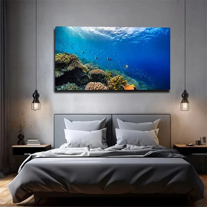 Blue Ocean Scene Wall Art Canvas Office Home Room Framed 120x60cm