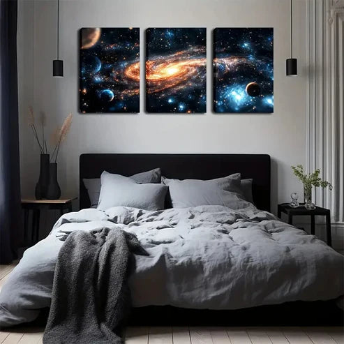 3pcs mysterious magnificent romantic nebula Wall Art Canvas Unframed - High Quality Print 100% Australian Made Wall Canvas