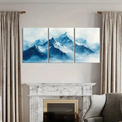 3pcs Set of Alpine Majesty Mountain Landscape Metal Print Ready to Hang Art - Bella Home Decor