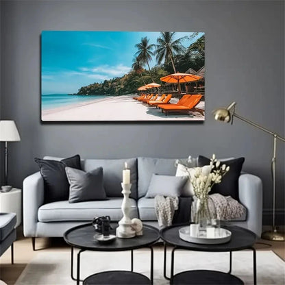 Seaside Holiday Landscape Wall Art Canvas Office Home Room Framed 120x60cm