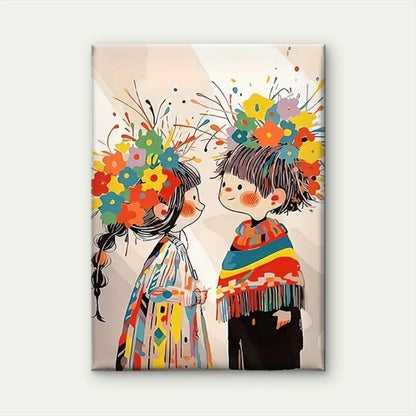 Children with Flower Crowns 60x90cm Metal Print Ready to Hang