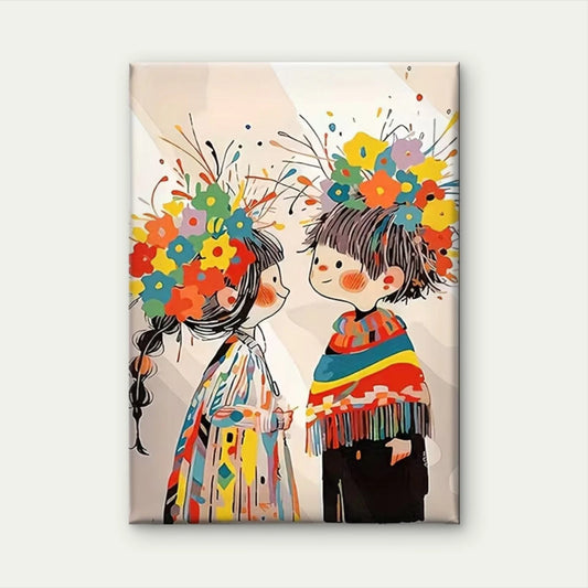 Children with Flower Crowns 60x90cm Metal Print Ready to Hang