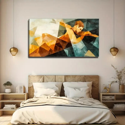 Orange & Blue Athlete Design Wall Art Canvas Office Home Room Framed 120x60cm