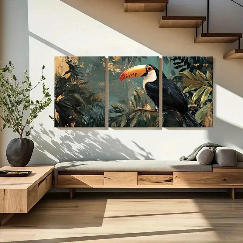 3pcs Toucan Tropical Jungle Animal Art Metal Print Ready to Hang Art - Bella Home Decor