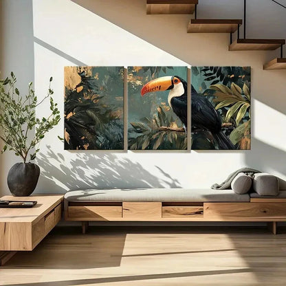 3pcs Toucan Tropical Jungle Animal Art Metal Print Ready to Hang Art - Bella Home Decor