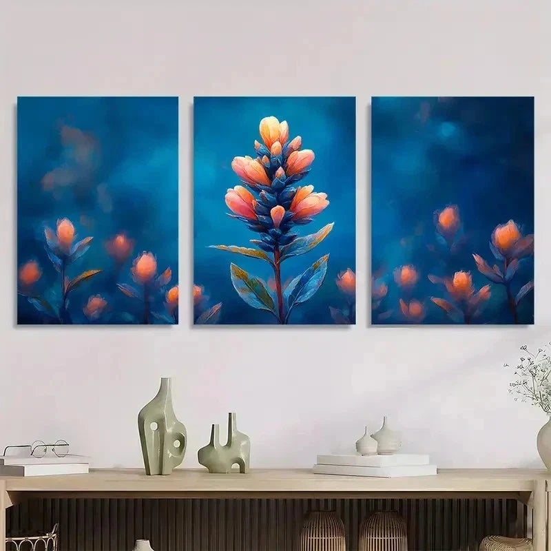 3pcs Paintbrush Flower Castilleja Perfect Wall Art Set Canvas Framed 50x70cm - High Quality Print 100% Australian Made Wall Canvas Ready to Hang