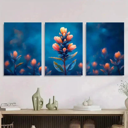 3pcs Paintbrush Flower Castilleja Perfect Wall Art Set Canvas Framed 50x70cm - High Quality Print 100% Australian Made Wall Canvas Ready to Hang