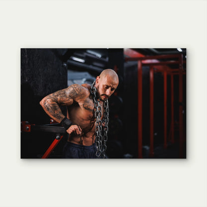 Male Athlete Chain Dips Workout 5mm thick Plastic Poster Ready to Hang 90x60cm
