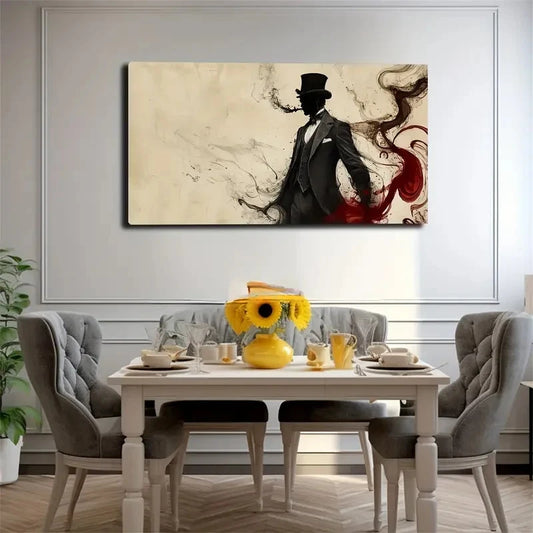 Black Suit With Top Hat For Man Wall Art Canvas Office Home Room Framed 120x60cm