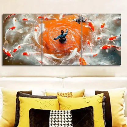 3pcs Fisherman Koi Painting Wall Art Set Wall Art Canvas Unframed – High Quality Print 100% Australian Made Wall Canvas