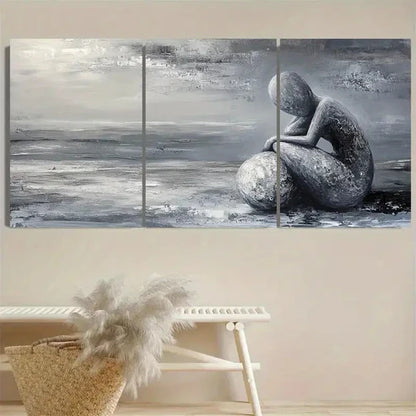 3pcs Serenity in Grey Wall Art Set Canvas Unframed – High Quality Print, 100% Australian Made Wall Canvas - Bella Home Decor