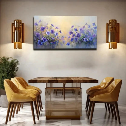 Vibrant Purple Flowers Wall Art canvas office home room framed 120x60cm