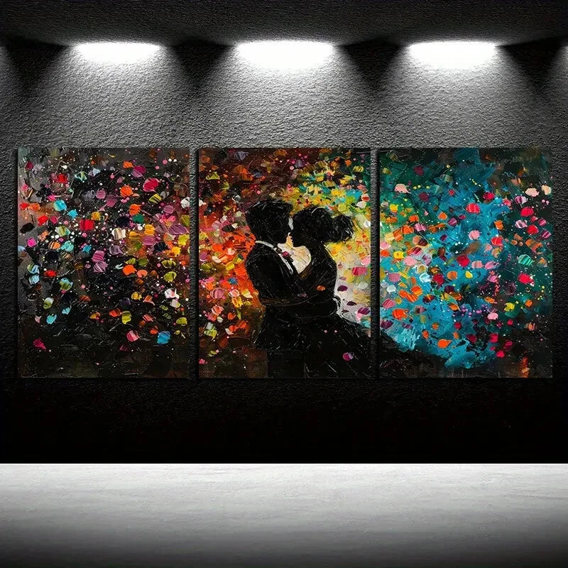 3pcs Vibrant Couple Dance Illustration Metal Print Ready to Hang Art - Bella Home Decor