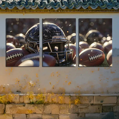 3pcs Football-Themed Modern Sports Fans Metal Print Ready to Hang Art - Bella Home Decor