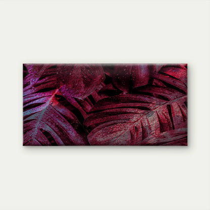 Dark Red Monstera Leaf Wall Art Canvas Office Home Room Framed 120x60cm