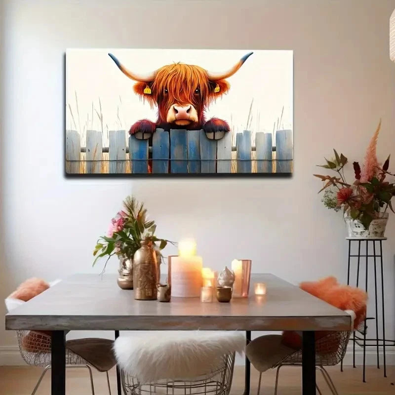 Featuring Cow Wearing Earring Wall Art Canvas Office Home Room Framed 120x60cm