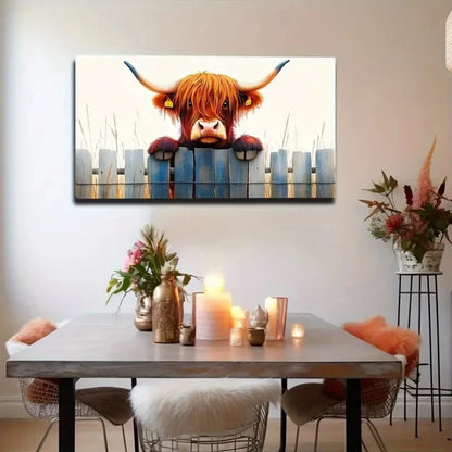 Featuring Cow Wearing Earring Wall Art Canvas Office Home Room Framed 120x60cm