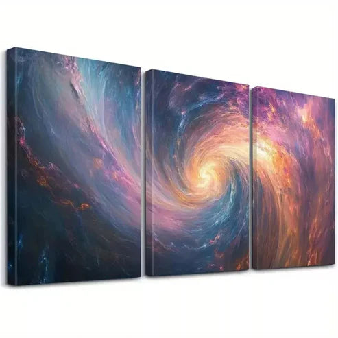 3pcs Modern Aesthetic Spiral Cosmic Energy Wall Art Canvas Unframed - High Quality Print 100% Australian Made Wall Canvas