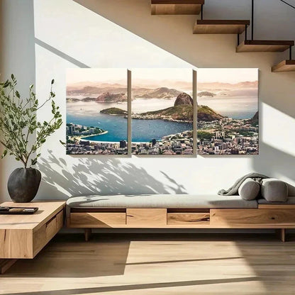 3pcs Rio de Janeiro Cityscape & Mountain Wall Art Set Canvas Framed 50x70cm - High Quality Print 100% Australian Made Wall Canvas Ready to Hang