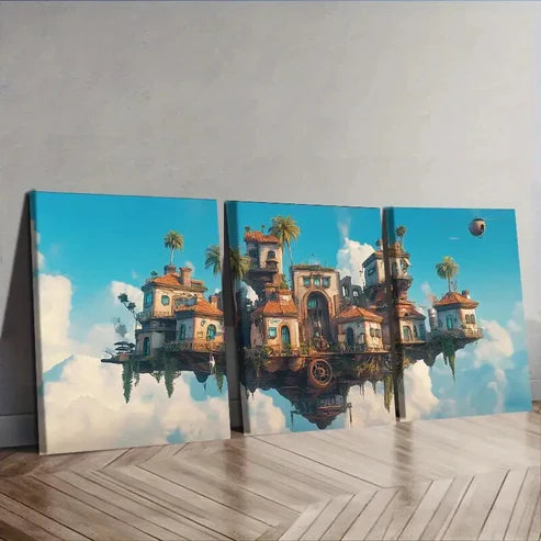 3pcs Deco Classic Modern Floating Island Wall Art Set Canvas Unframed - High Quality Print 100% Australian Made Wall Canvas - Bella Home Decor