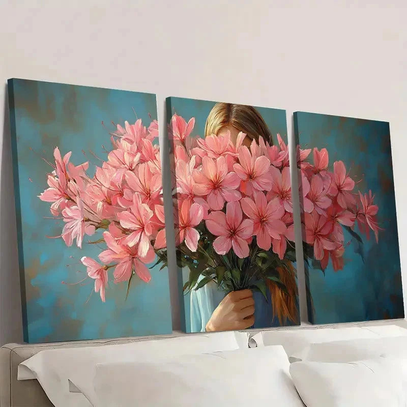 3pcs  Print Pink Cleome Painting  pp    Wall Art Set Canvas Framed 60x90cm - High Quality Print 100% Australian Made Wall Canvas Ready to Hang - Bella Home Decor