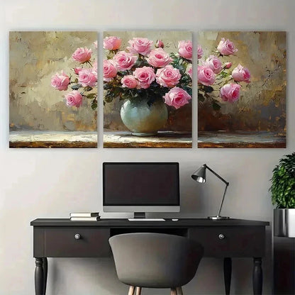 3pcs Impasto Vibrant Floral Still Life Perfect  Wall Art Set Canvas Framed 40x60cm - High Quality Print 100% Australian Made Wall Canvas Ready to Hang