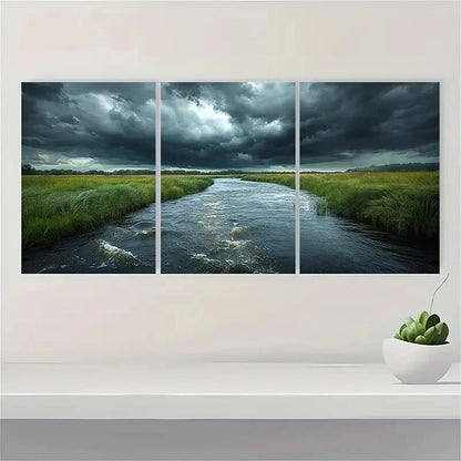 3pcs Dramatic Stormy Sky Landscape Prints Metal Print Ready to Hang Art - Bella Home Decor