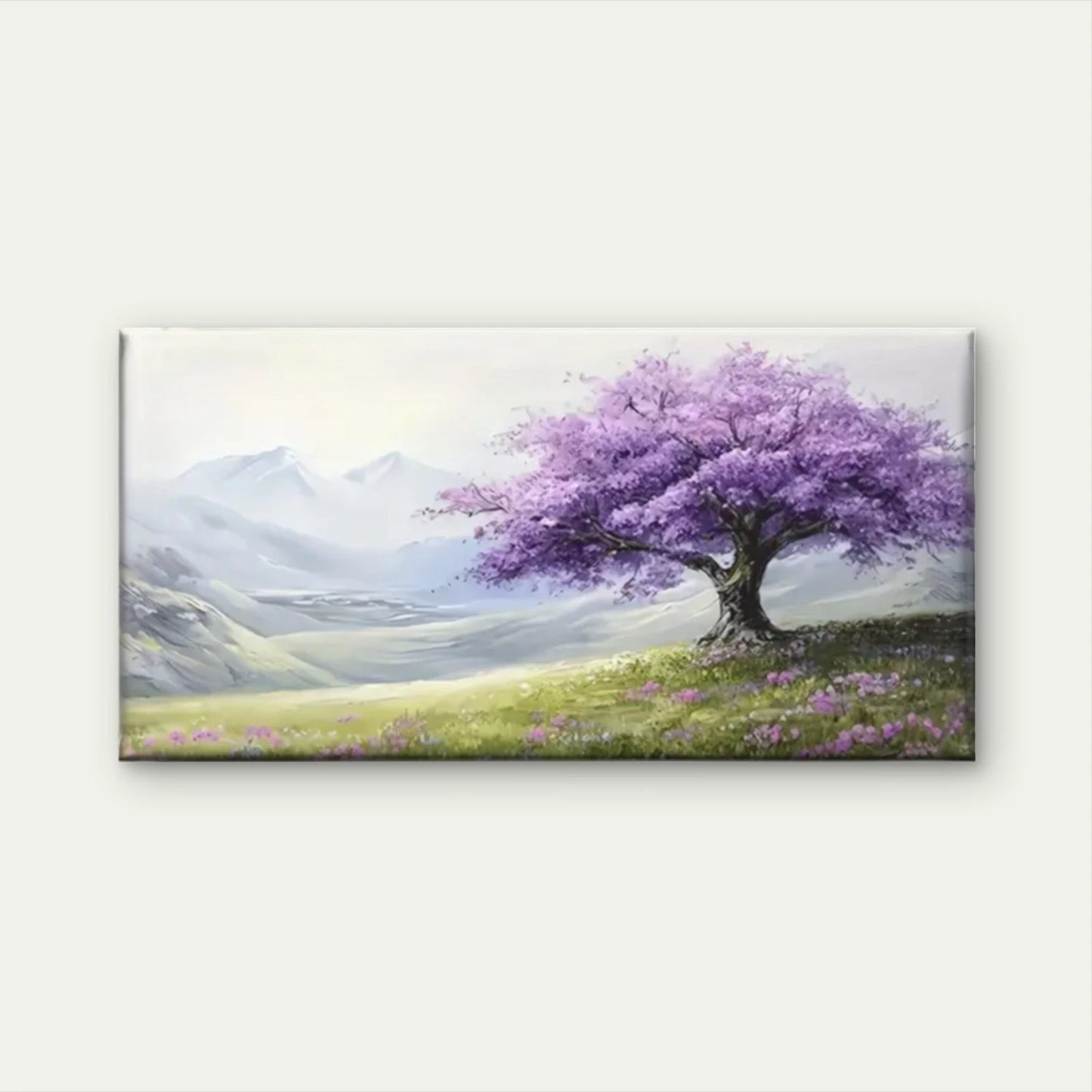 Mountain Tree Purple Wall Art Canvas Office Home Room Framed 120x60cm