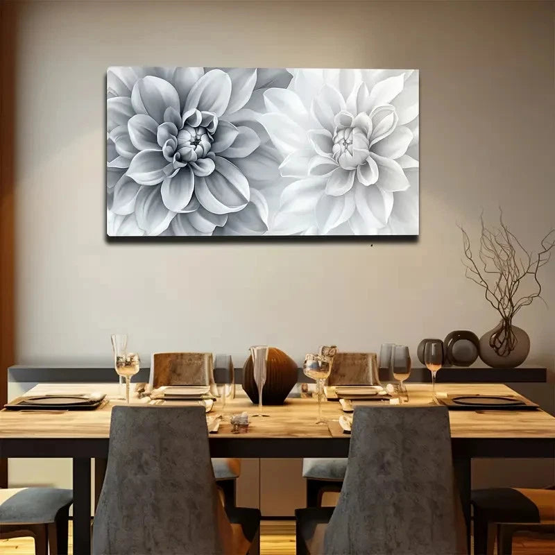 Gray And White Bohemian Wall Art canvas office home room framed 120x60cm