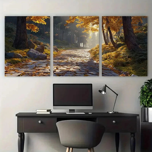 3pcs German Black Forest Autumn Scene Metal Print Ready to Hang Art