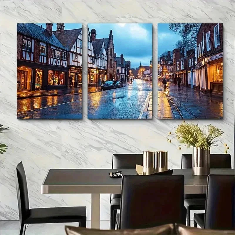 3pcs England Travel UK Modern Perfect Wall Art Set Canvas Framed 50x70cm - High Quality Print 100% Australian Made Wall Canvas Ready to Hang