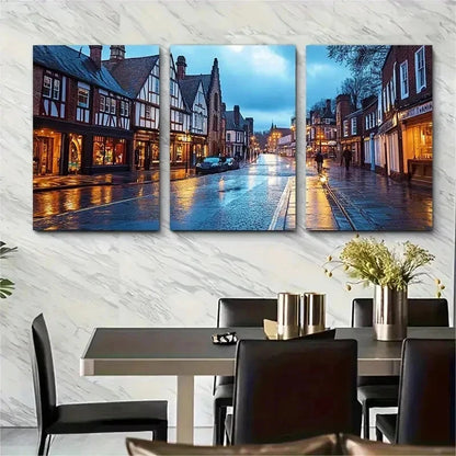 3pcs England Travel UK Modern Perfect Wall Art Set Canvas Framed 50x70cm - High Quality Print 100% Australian Made Wall Canvas Ready to Hang