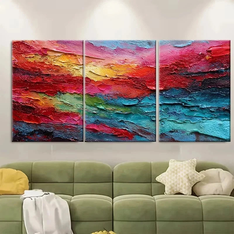3pcs Vibrant textured clouds over deep ocean Wall Art Set Canvas Framed 60x90cm - High Quality Print 100% Australian Made Wall Canvas Ready to Hang