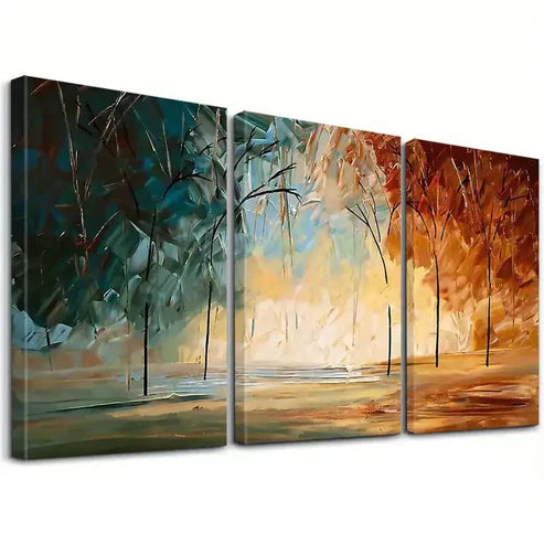 3pcs Vibrant-Colors Fiery-Forest Abstract Art Set Canvas Unframed - High Quality Print 100% Australian Made Wall Canvas