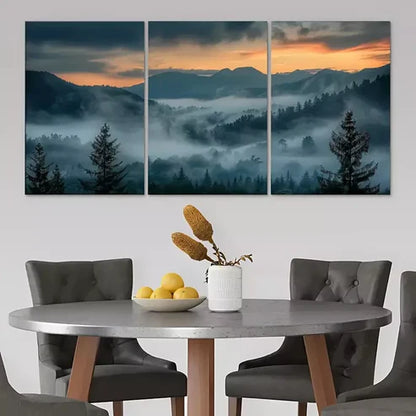 3pcs Sunset & Forest With Mountain  Art Set Canvas Unframed - High Quality Print 100% Australian Made Wall Canvas